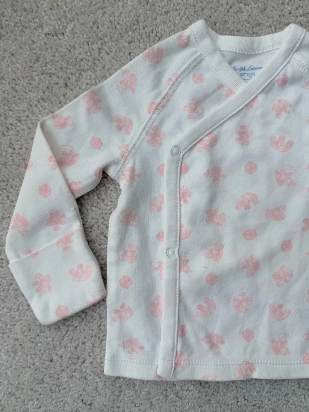 Ralph Lauren White and Light Pink Infant 3-Piece Pajama Set